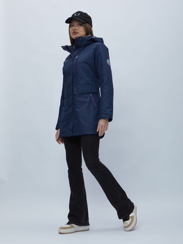 Navy blue hooded parka for women 551995TS